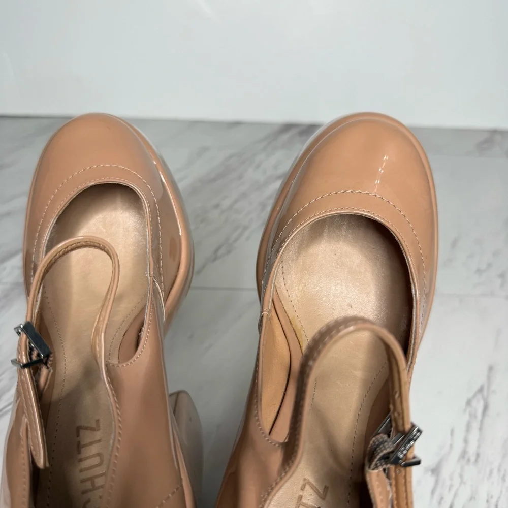 Schutz Zayne Tan Patent Platform Mary Jane 8B